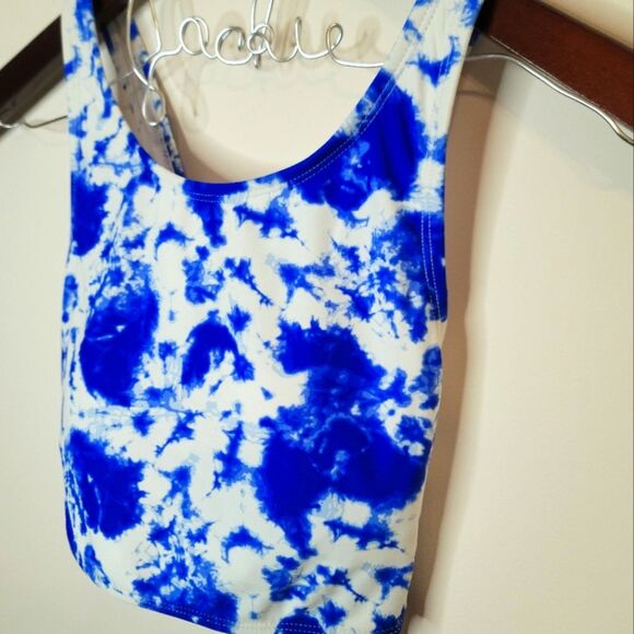 SO High Neck Bikini Top Blue and White Size Small - Picture 2 of 10